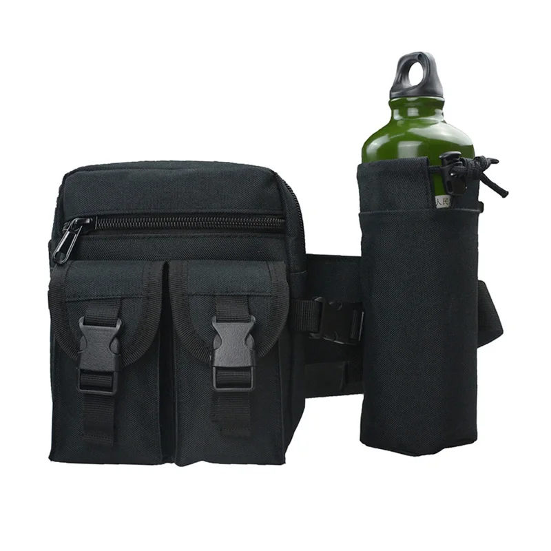 Black Тактическая поясная сумка с сумкой для бутылки воды Molle, военные армейские поясные сумки для активного отдыха, альпинизма, охоты, велоспорта, спорта - Цвет: Black