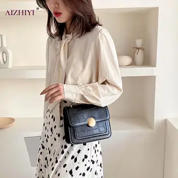 

Flap Chain Crossbody Bags for Women 2020 New Vintage Stone Pattern Shoulder Crossbody Bag Female PU Casual Messenger Handbags