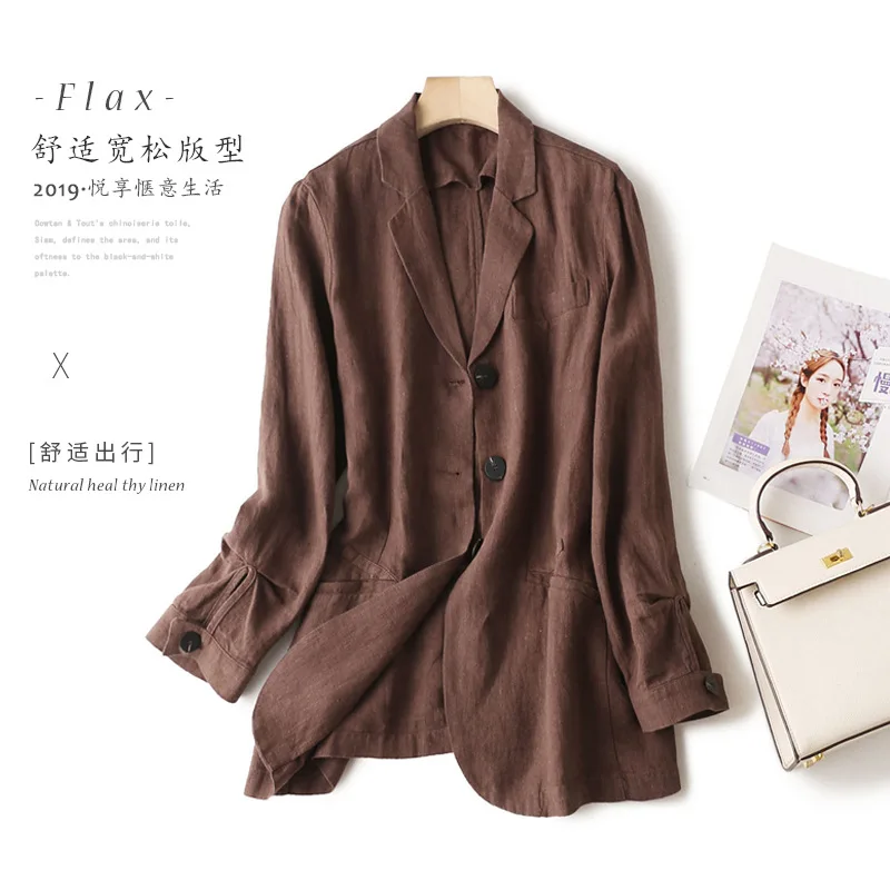 

6103 (outside) Elegant Flax Casual Small Suit Coat Women's Korean-style Slim Fit Versatile Cotton Linen Women's Blazer