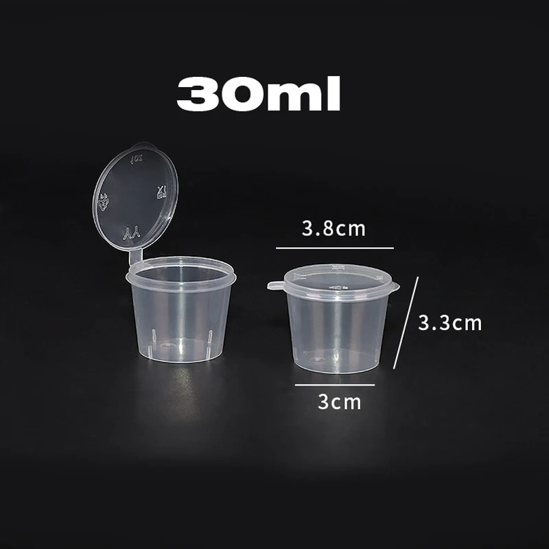 5pcs/10pcs 1 oz Leak Proof Plastic Condiment Souffle Containers with Attached Lids, Portion Cup with Hinged Lid