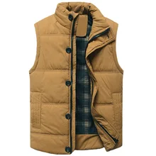 Male Down-Jacket Thick Coat Winter Snow-outwear Duck Down Vest Normal Length Sleeveless Stand Collar Overcoat Plus Size 3XL-6XL
