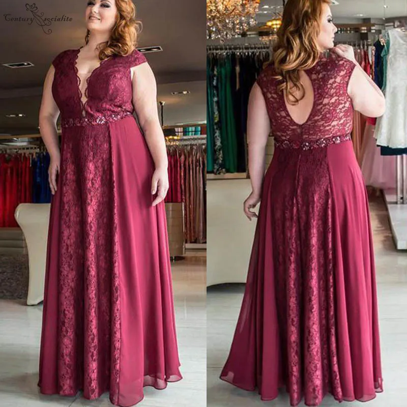 plus size lace burgundy dress