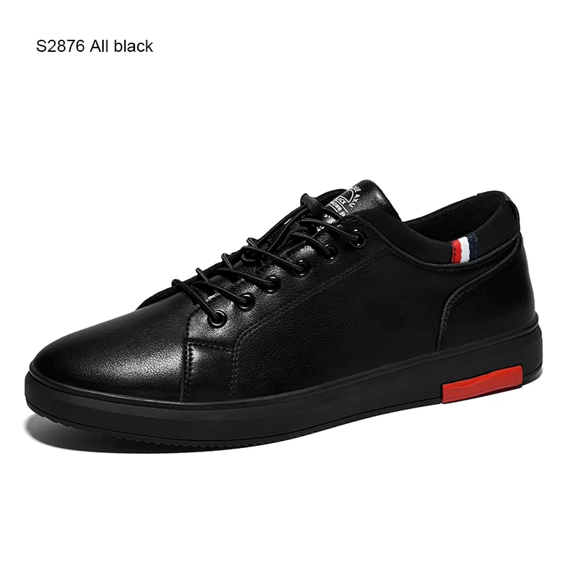 S2876 Black Мужские дышащие кроссовки SUROM, летне-весенние повседневные износостойкие туфли с круглым носком, удобные белые туфли на плоской подошве - Цвет: S2876 Black