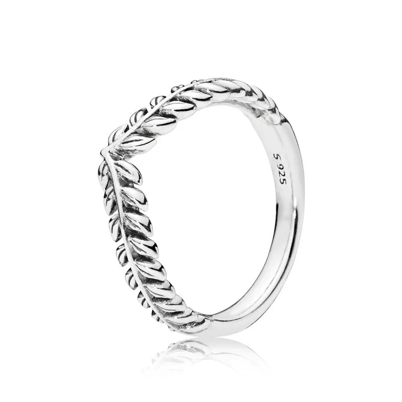 

Hotsale Trendy Leaf Wheatears 925 Sterling Silver Stackable Rings Bands for Women Girl Female Fancy Upscale Office Jewelry Gift