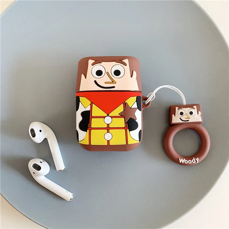 Woody Милая история игрушек мультфильма древесный Базз Лайтер корпусы гарнитурные для Apple Airpods 1/2 силиконовый защитный чехол для наушников Аксессуары - Цвет: Woody