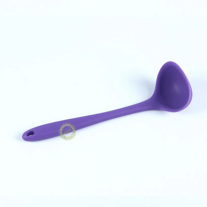 Силиконовая ложка-ковш, термостойкая суповая ложка с длинной ручкой, с гигиеническим твердым покрытием, FDA, кухонные принадлежности, инструменты для приготовления пищи - Цвет: Purple