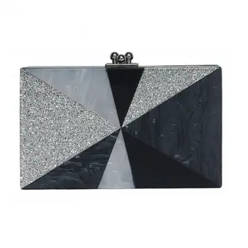 

Women Geometric Patchwork Clutch Evening Bag Bridal Party Lady Acrylic Handbag Hot New