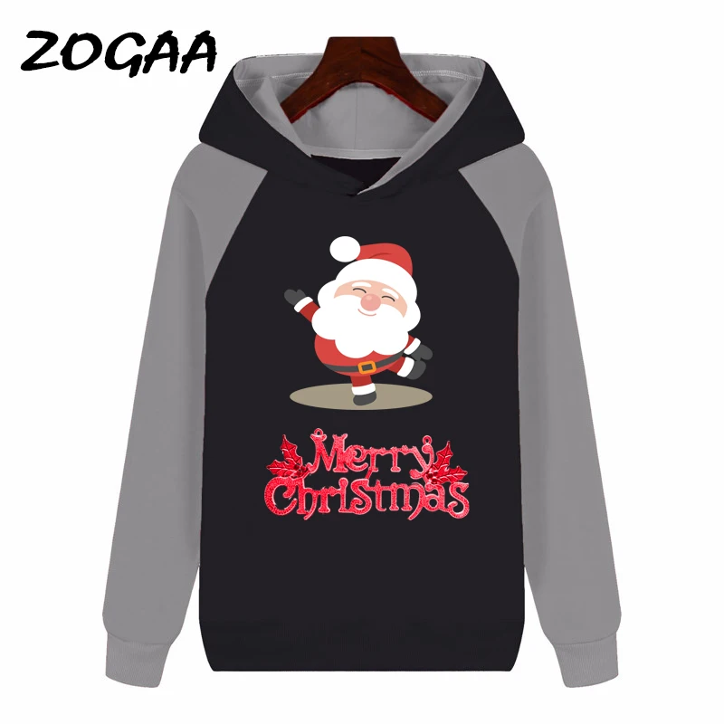 

ZOGAA 2019 Autumn Winter Warm Women Hoodies Merry Christmas Printing Full Sleeve Sweatshirts Tops Casual Ladies Cotton Pullovers