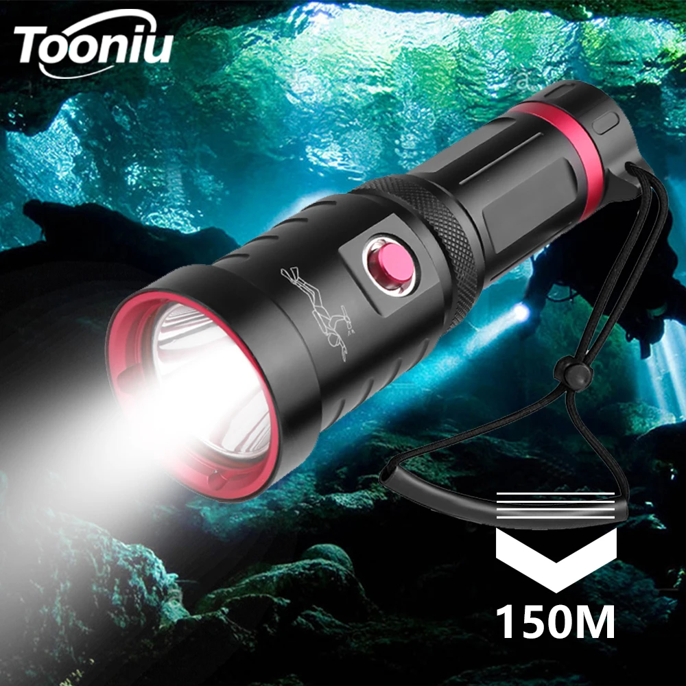 

Professional LED Diving Flashlight Powerful P70.2 Torch IPX8 Diving Lamp 150M Underwater Lantern Waterproof 26650/18650 Light
