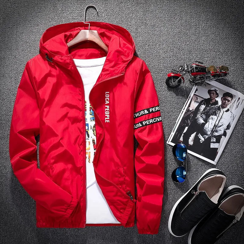 

Nice Spring Autumn Tide Fashion Slim Fit Young Men Hooded Jacket Thin Jackets Brand Casual Windbreaker Top Quality