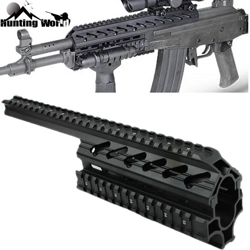 

Tactical CNC Aluminum Drop-in Quad Handguard See-thru Scope Mount for Hunting Galil Golani