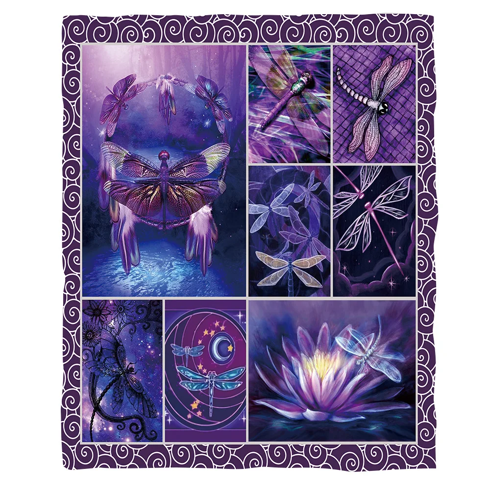 

Dragonfly Psychedelic pattern funny Animal Blanket 3D full printed Wearable Blanket Adults/kids Fleece Blanket Drop Shipping 12