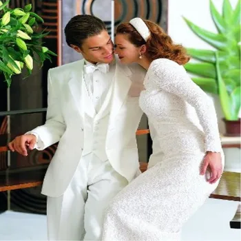 

New Classic Men’s Suit Smolking Noivo Terno Slim Fit Easculino Evening Suits For Men Prom Groom White Flower Blazer Wedding Tuxe