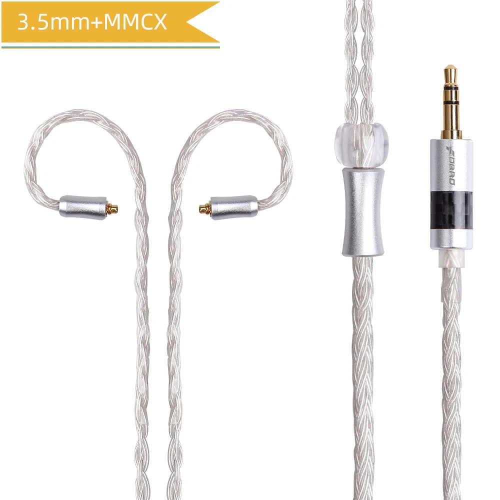 FDBRO IE80 IM 2Pin 0,78 мм A2DC кабель 16 ядер 2,5/3,5/4,4 мм серебро наушники с покрытием Обновите проводные наушники кабель MMCX SE425 SE535 - Цвет: white 3.5mm MMCX