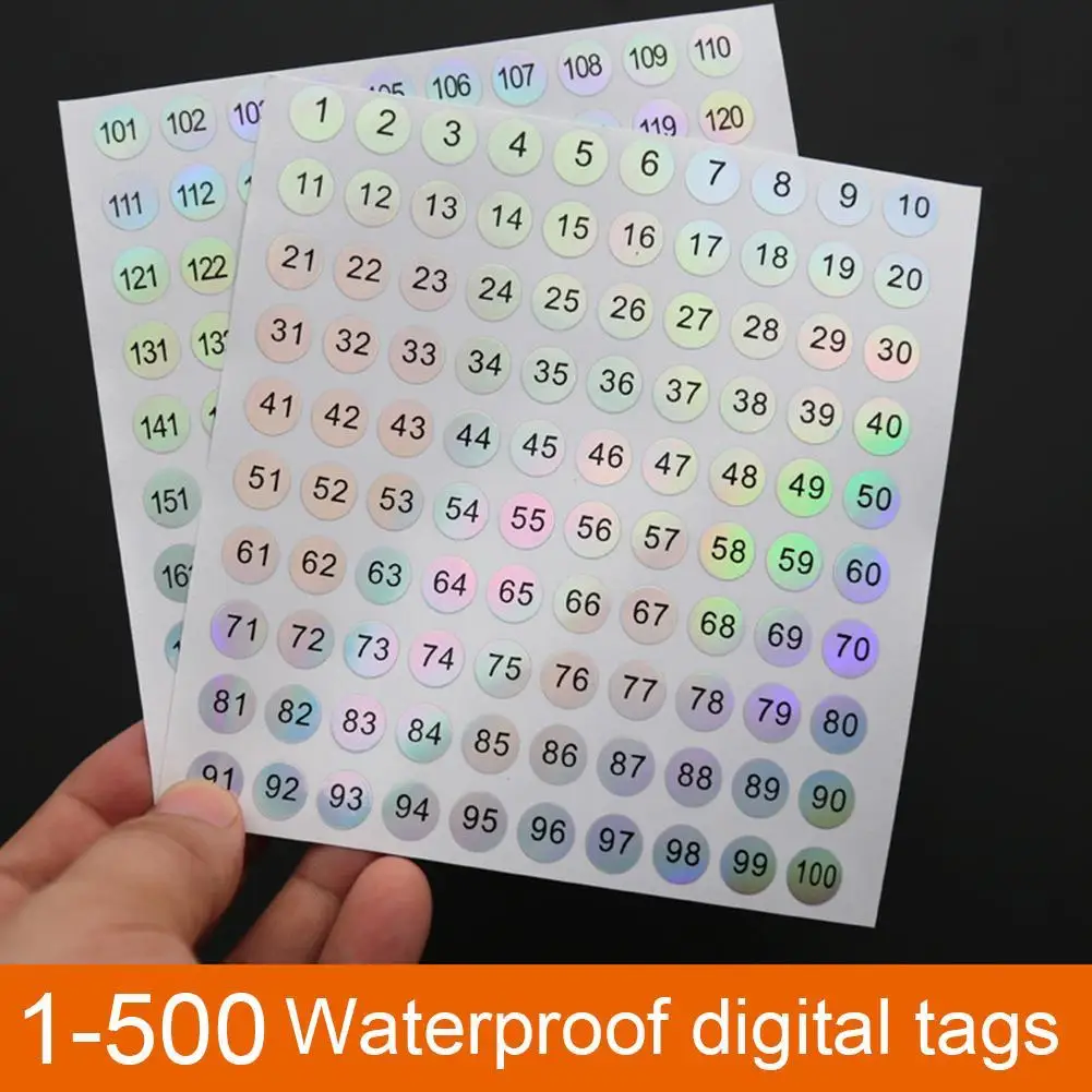 1-500 Waterproof Digital Label Self-adhesive Number Sticker Nail Polish Tableware Scrapbooking DIY Craft Digital Label Stickers