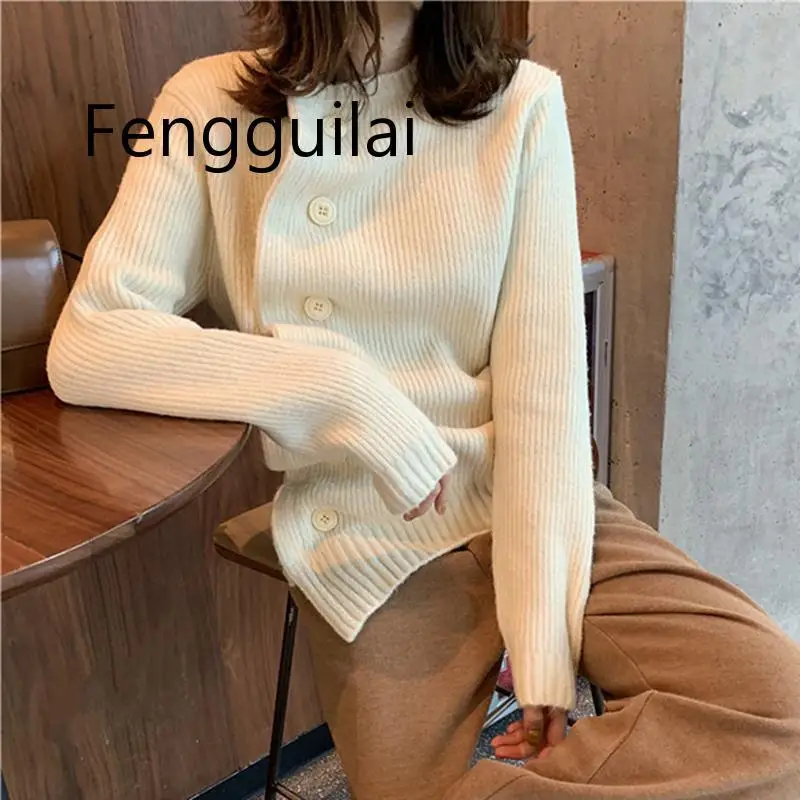 Vintage Slant Oblique Button Irregular Womens Cardigan Long Sleeve Autumn Winter Loose Sweater Cardigan Tops Trui Dames Vintage Slant Oblique Button Irregular Womens Cardigan Long Sleeve Autumn Winter Loose Sweater Cardigan Tops Trui Dames