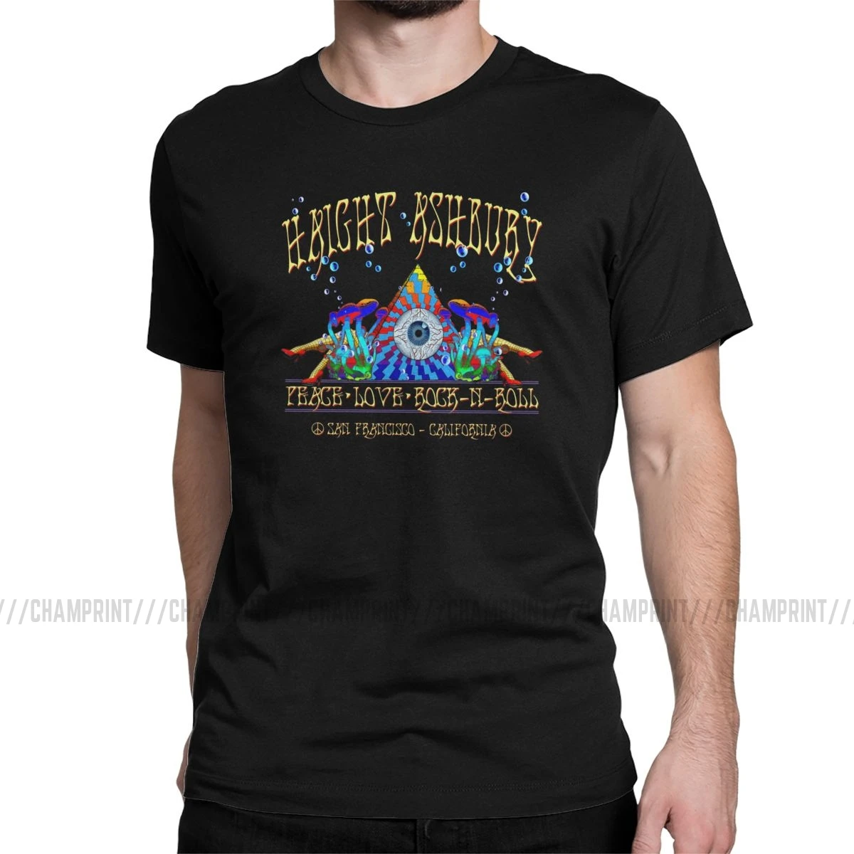 Haight ashbery Мужская футболка Trippy Blacklight Psychedelic Awesome Tees короткий рукав круглый вырез футболки подарок идея одежда - Цвет: Черный