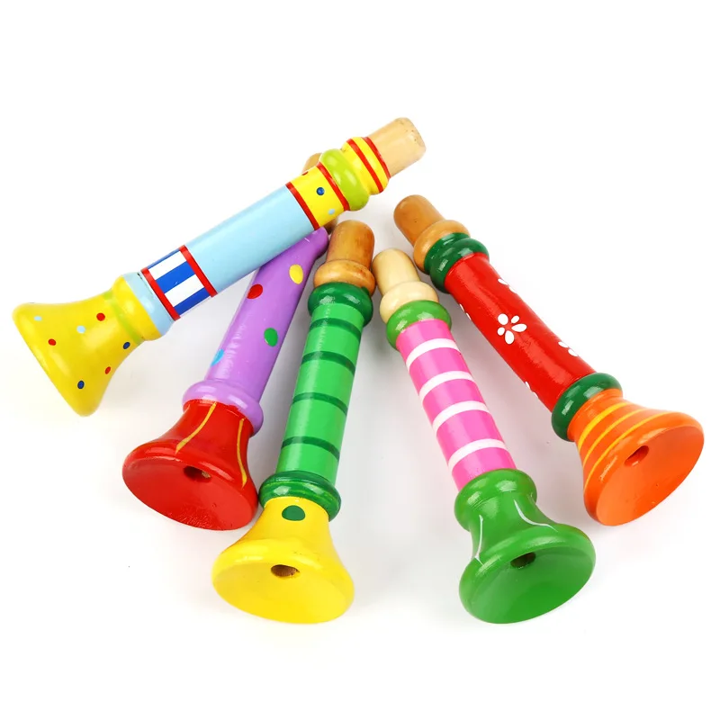 Детский деревянный музыкальный инструмент игрушка маленький рожок свисток Труба Детская музыкальная игрушка радуга Безопасный Детские развивающие игрушки для младенцев подарок