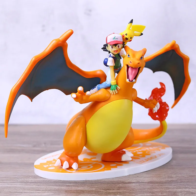 Аниме Charizard Rizadon & Ash Ketchum Satoshi ПВХ фигурка модель игрушки
