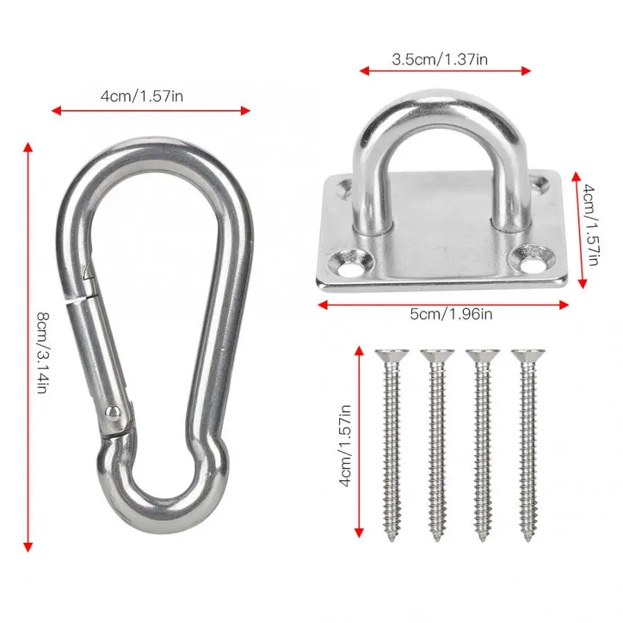 2pcsMultifunction крюк для гамака из нержавеющей стали для йоги, подвесная пластина для тренажерного зала с песком, кронштейн для крепления на открытом воздухе, поворотное крепление, аксессуары