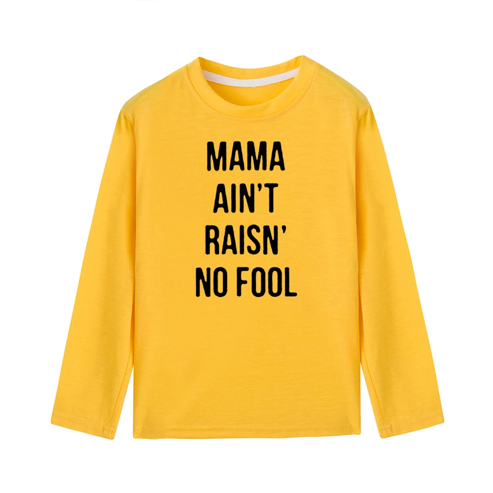 41S9-KLTYE- Забавная детская футболка с принтом «Mama Ain't Raisn No Foot» футболка с длинными рукавами для маленьких мальчиков и девочек топы, Детская Повседневная модная футболка - Цвет: 41S9-KLTYE-