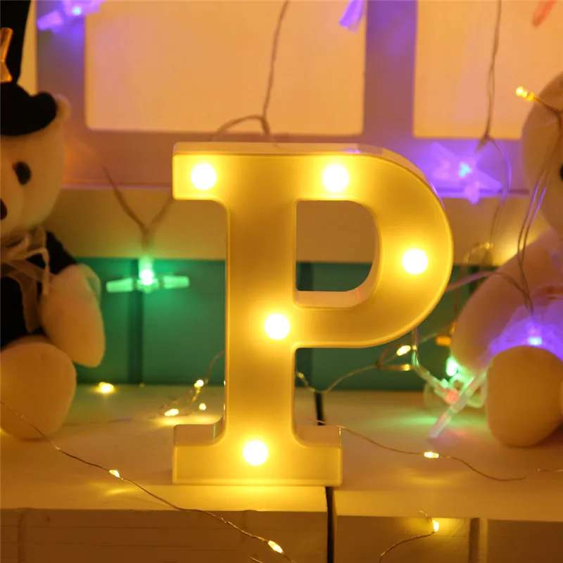 P DIY 26 английские буквы светодиодный ночной Светильник Marquee знак Алфавит 3D настенный ночной Светильник домашняя одежда для свадьбы, дня рождения Декор - Цвет: P