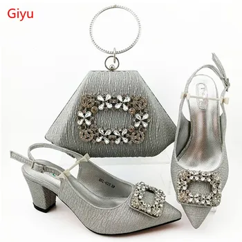 

doershow new coming Matching Women Shoe and Bag Set Decorated gold Nigerian Shoes and Bag Set Italy Shoes and Bag set SIA1-35