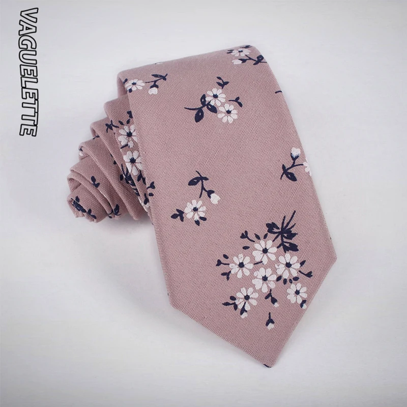 

VAGUELETTE Floral Pattern Women Ties For Men Handmade Knitted Necktie Flower Printed Tie Slim Cotton 7 CM Wedding Wear