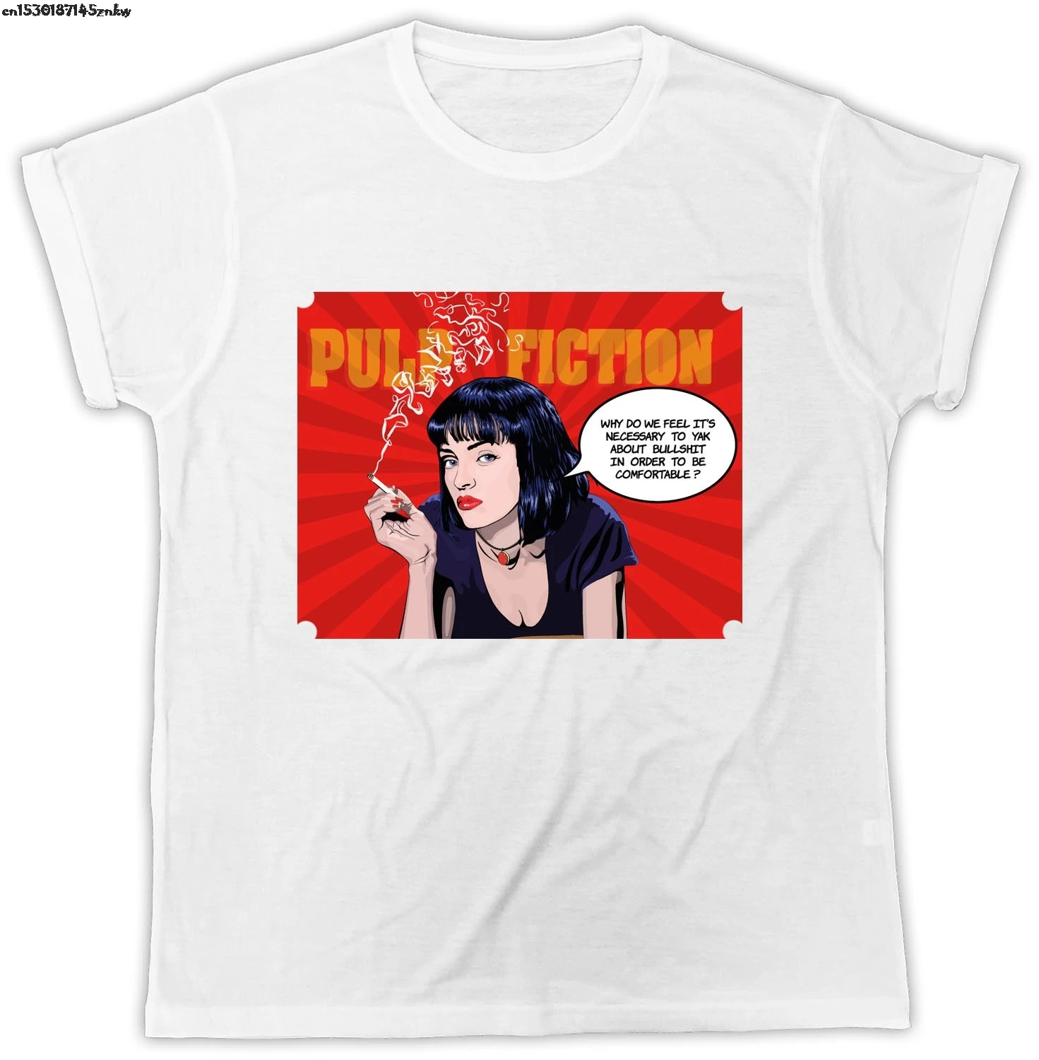 Популярная Летняя мужская футболка с короткими рукавами из целлюлозы Uma Thurman Tv Movie