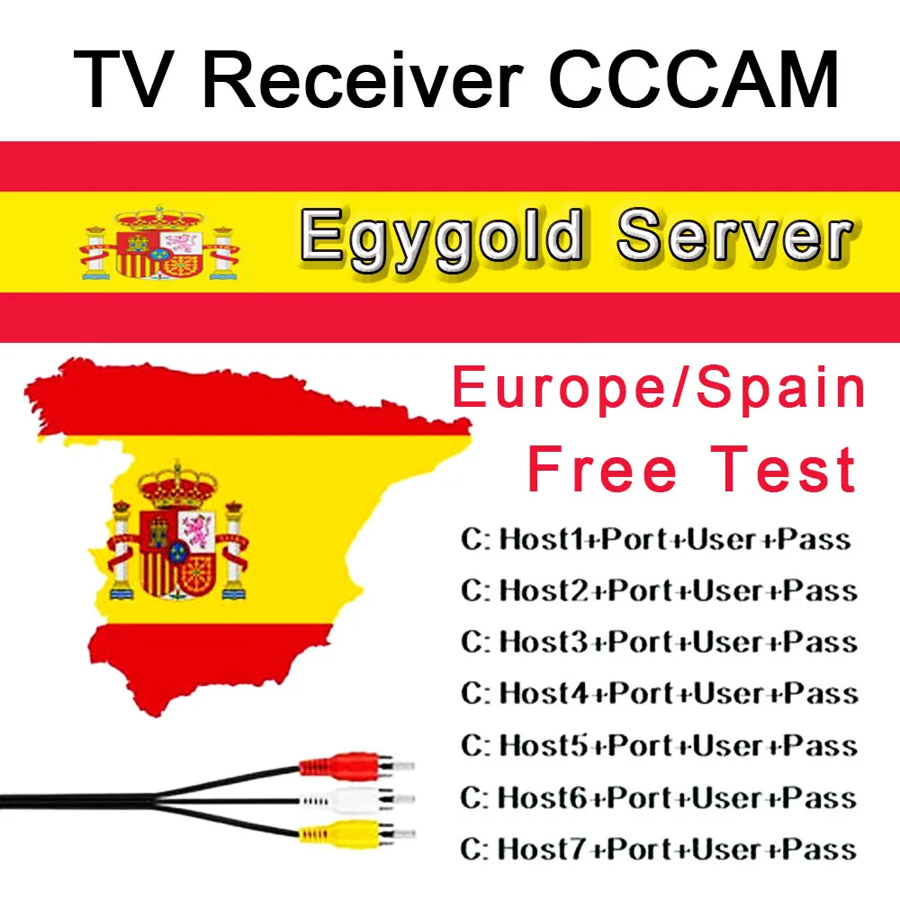 

TV Receiver CCCAM Egygold server 7 clines for 1 year europe Spain portugal germany poland for DVB-S2 full HD free test