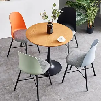 

Modern Simple Iron Art Dining Chair Home Back Chair White Nordic Net Red Ins Bedroom Desk Chair Industrial Style