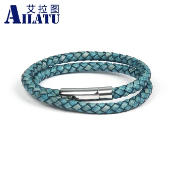 

Ailatu Multilayer Vintage Genuine Leather Magnetic Buckle For Men Male Jewelry