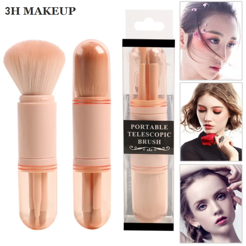 New 4 In 1 Makeup Brushes Portable Multifunctional Powder Eye Shadow Brush Extension-type Retractable Beauty Cosmetics Tools