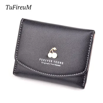 

Limited Time Discount Women Short Wallet New Cherry Multi-Function Folding Clutch Bag PU Leather Luxury Design Ladies Purse