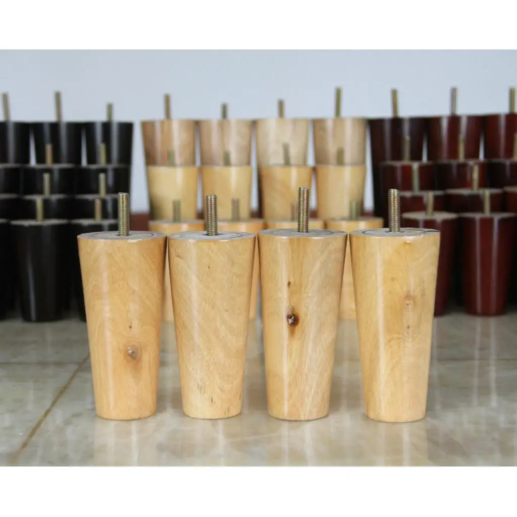 2x4 шт цельные деревянные конусные диванные ножки черный/натуральный/красный цвет стул стол ноги натуральный 12 см H