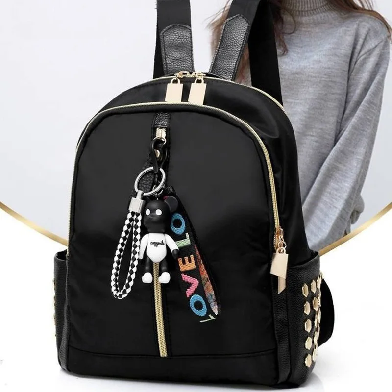 black leather backpack women bags 2020 tassel Casual Backpack Shoulder