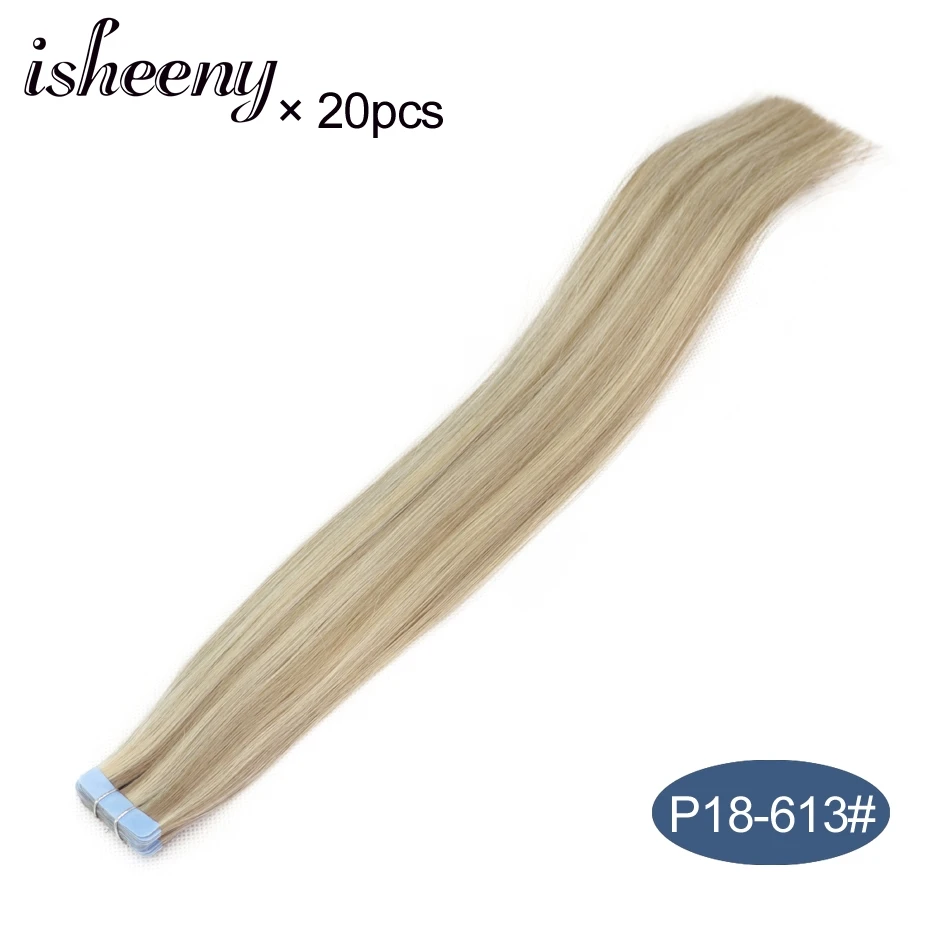 # P18/613 Isheeny 1" 18" 2" 22" 2" Реми ленты в человеческих волос Смешанный Цвет 18/613# Бесшовные лента на волосы прямые салон Стиль 20 штук - Цвет: # P18/613