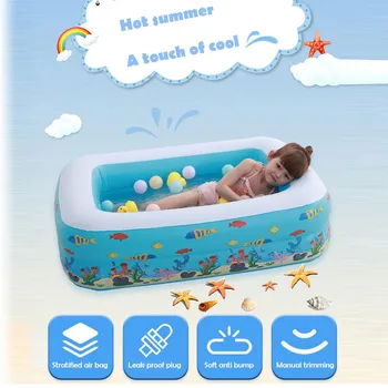 

115x85x35cm Children's Home Use Paddling Pool Large Size Inflatable Square Swimming Pool Heat Preservation Kids inflatable Pool