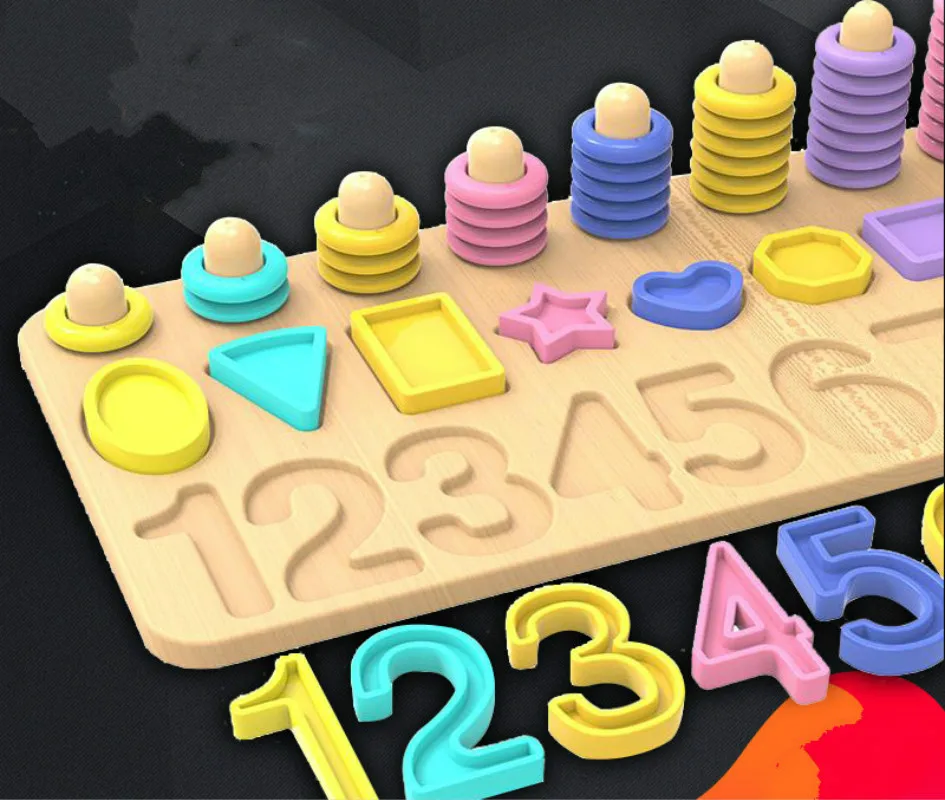 Детские Деревянные Монтессори Abacus Учимся считать цифры соответствующие цифровой формы раннее образование обучение лобзиковые блоки игрушки