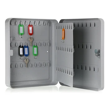 

105 Hooks &50pc Key Rings Metal Key Storage Safe Lock Box Key Storage Safe Lock Cabinet Box With Colorful Tags Fobs Wall Mounted