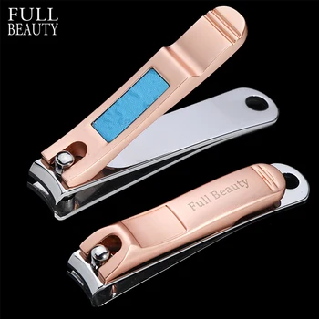 

1pcs Professional Nail Cutter Clippers Rose Gold Silver Brown Trimmer With Nail File Pedicure Care Finger Toe Nail Tools CHA05B