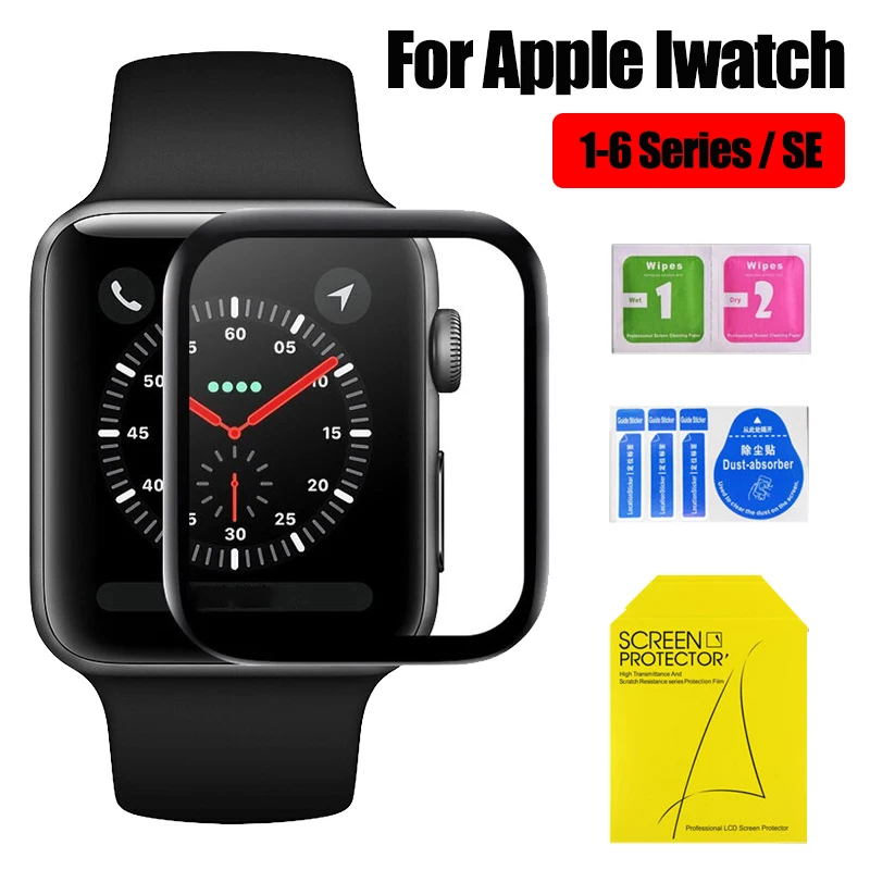 Защитное стекло 3D для Apple Watch 1 2 3 4 5 6 Series полное покрытие защитная стеклянная
