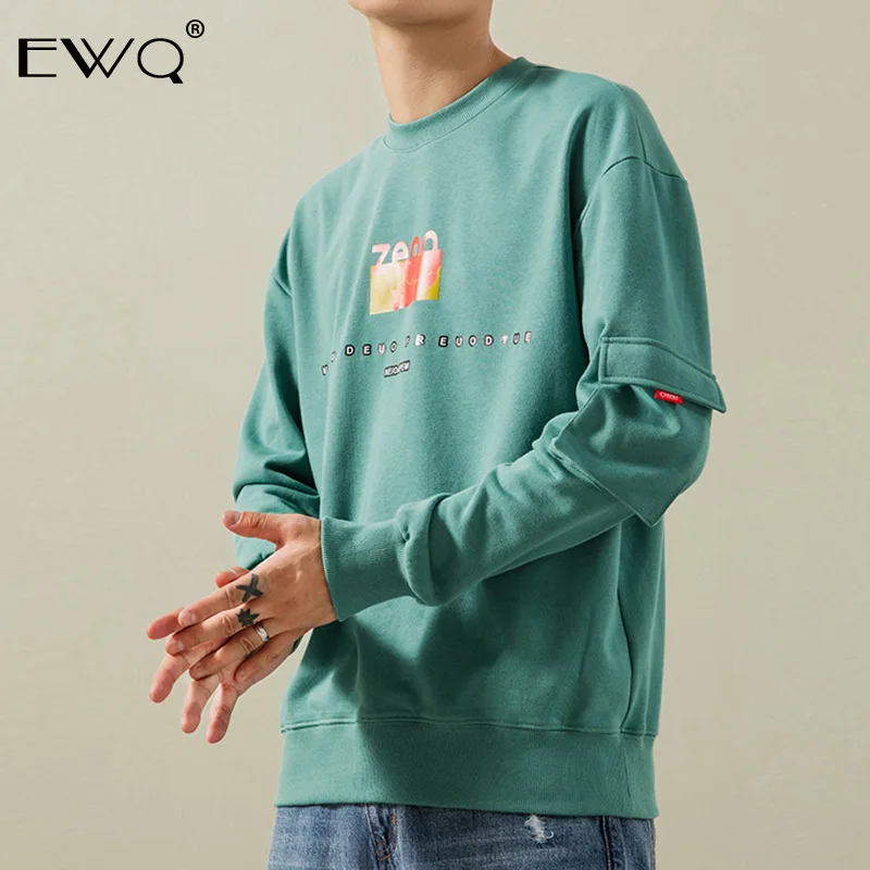 EWQ/новая весенняя Мужская одежда, пуловер, Толстовка для мужчин, повседневная одежда с круглым воротником, топы с надписями 9Y360
