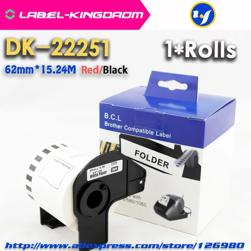 1 рулон совместимый DK-22251 красный/черный двойная цветная этикетка 62 мм* 15,24 м DK-2251 непрерывная этикетка поставляется с пластиковым держателем