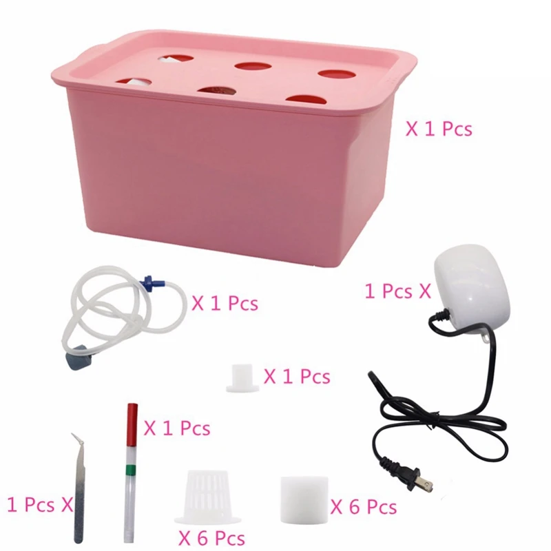Пестицидная система 6-Well детский Soilless Plant Seedling Growth Kit(Us Plug) розовый-ABUX