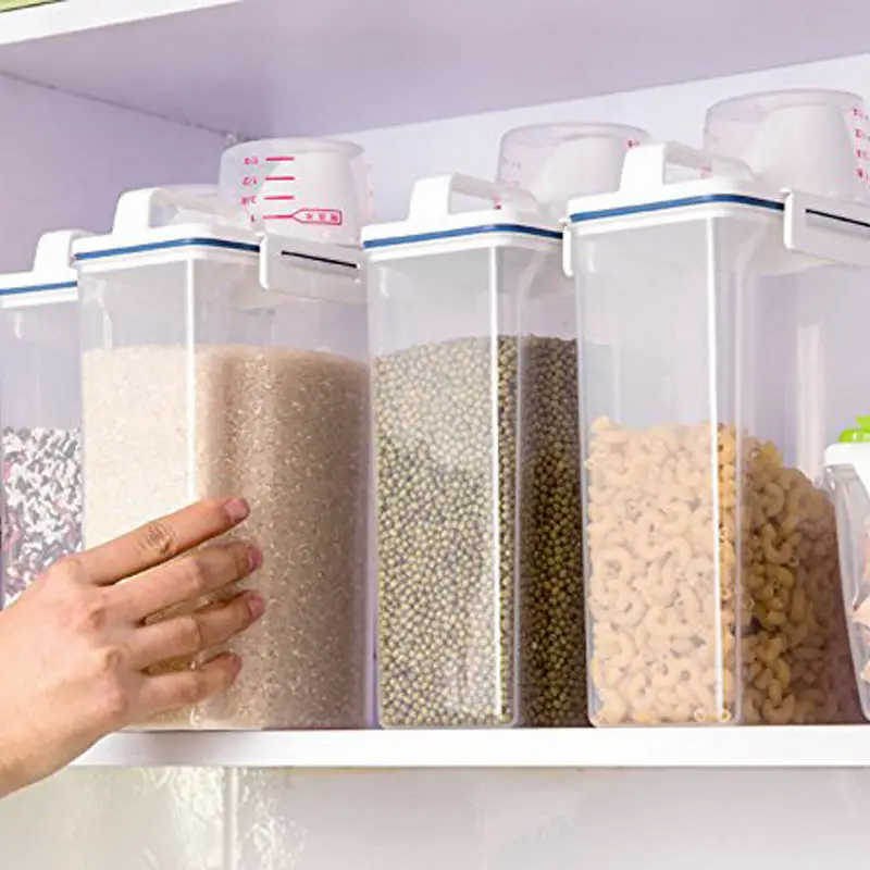 

2L Plastic Kitchen Food Case Cereal Grain Bean Rice Storage Container Boxes