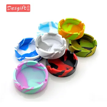 

Creative Silica Gel Ashtray Color Mixture Psychedelic Cool Camouflage Color Ashtray Night Light Smoking Cigarette Case
