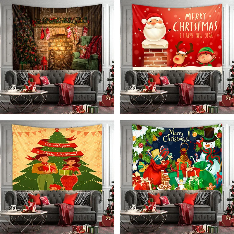 

Christmas tapestry Christmas hanging cloth Christmas stockings fireplace decorative tapestry Christmas tapestry