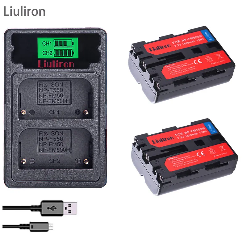 charger and 2battery Высокое качество акумуляторная батарея NP-FM500H NP FM500H Камера Батарея для sony A57 A58 A65 A77 A99 A550 A560 A580 Батарея NP-FM500H - Цвет: charger and 2battery