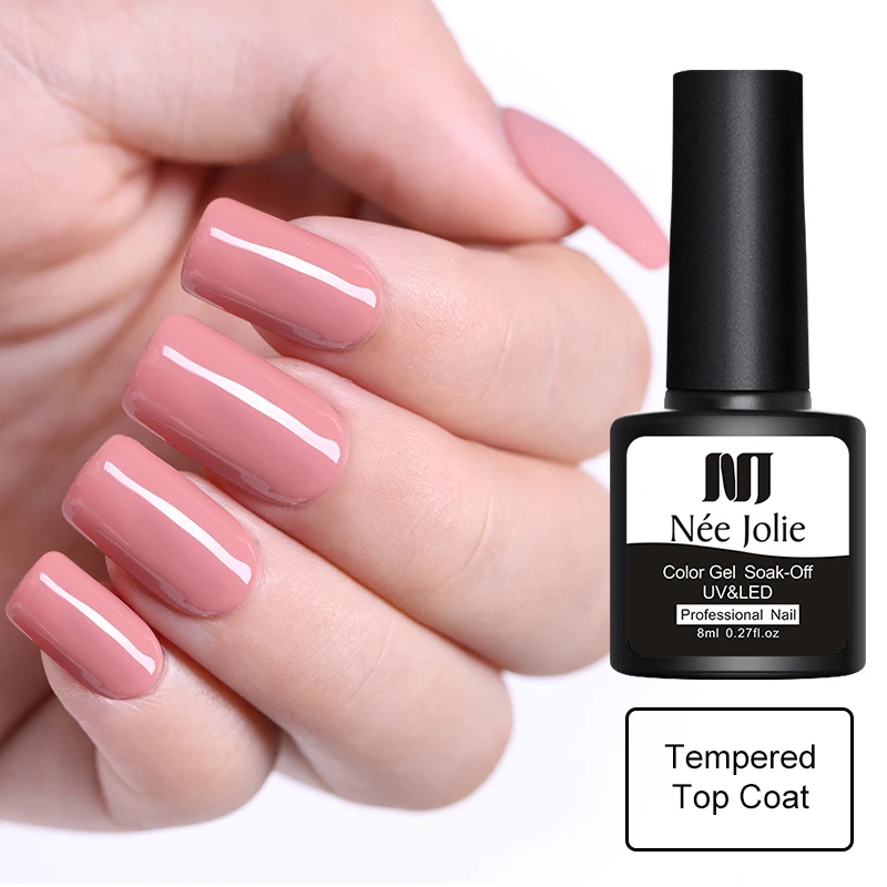 Tempered Top Nee Jolie, 8 мл, телесный цвет, серия, светодиодный гель для ногтей, замочить от УФ-Гель-лак для нейл-арта, Полупостоянный лак для ногтей, гель, 2 бутылки/набор - Цвет: Tempered Top
